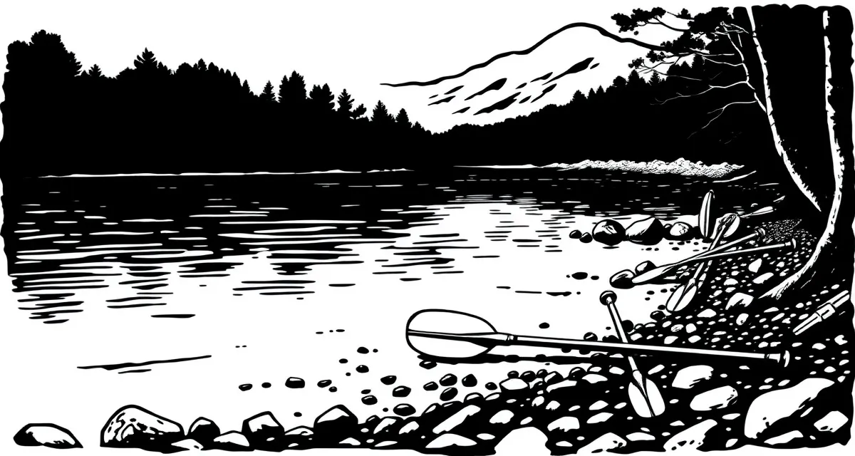 Équipement de canoë sur la berge