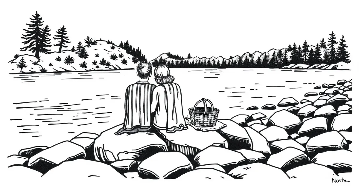 Pique-nique au bord de la rivière en septembre