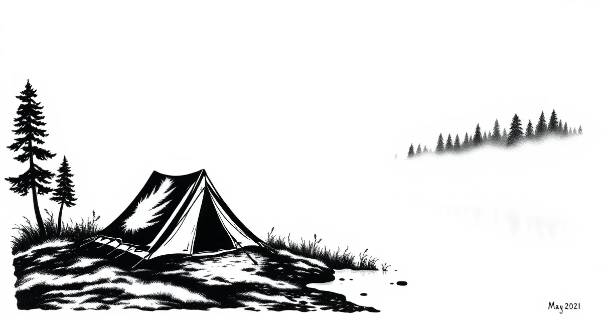Tente de bivouac au bord de la rivière