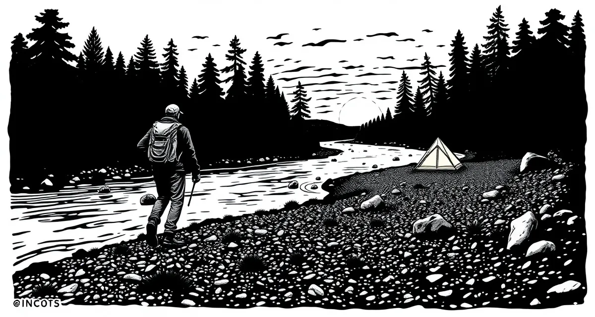 Bivouac discret sur un banc de galets