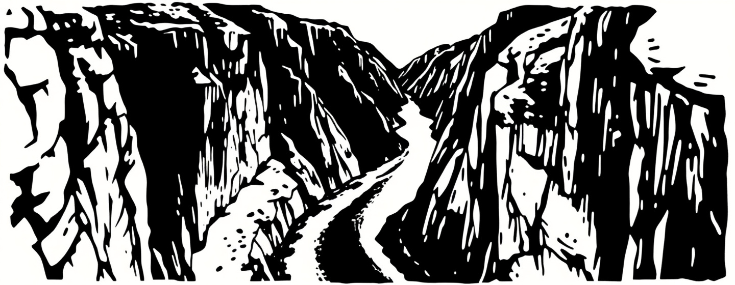 Gorges de l'Ardèche — illustration linogravure